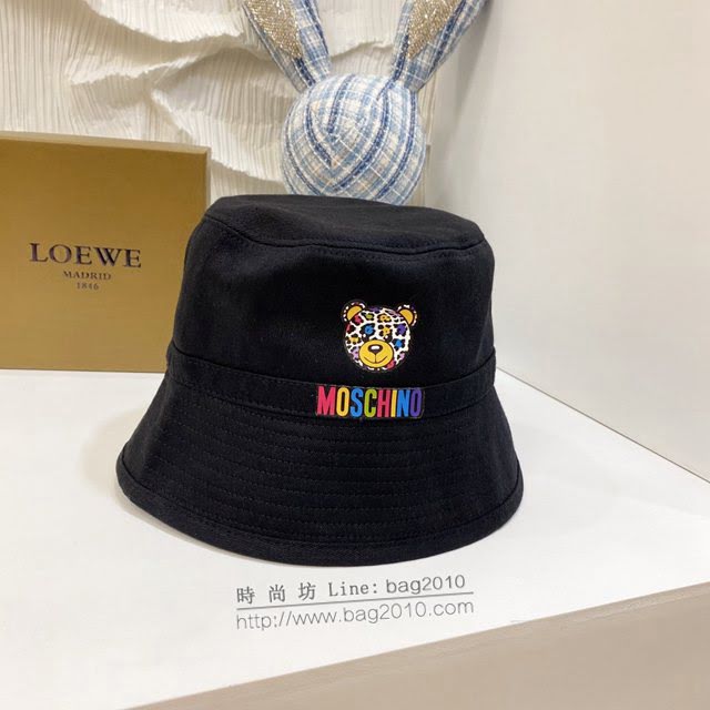 Moschino男女同款帽子 莫斯奇諾小熊圖案簡約款漁夫帽遮陽帽  mm1193
